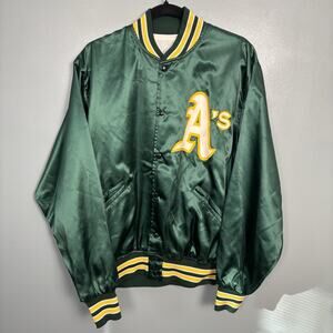 Vintage 80’s Oakland A’s MLB Baseball Stadium Bomber Jacket Large Bay Area Felco
